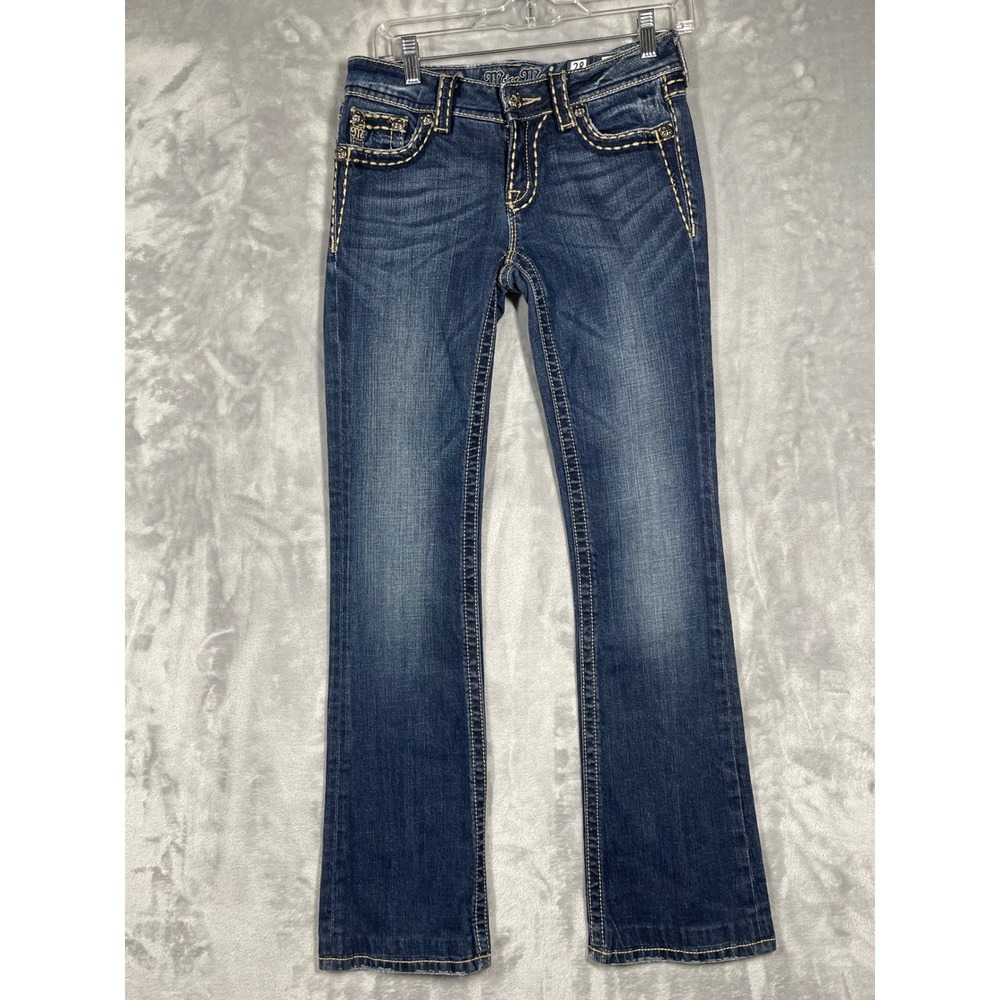 Miss Me Bootcut Jeans 28 Dark Wash Embellished Flap Pocket JP5014-3 Vintage